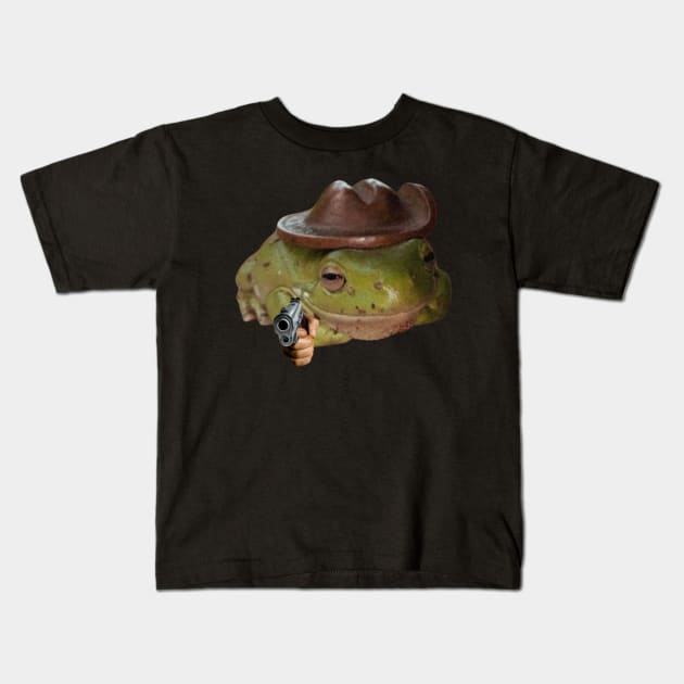 Frog Cowboy Kids T-Shirt by CatGirl101